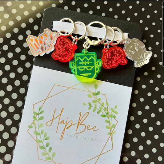 Hap-Bee Halloween stitch markers